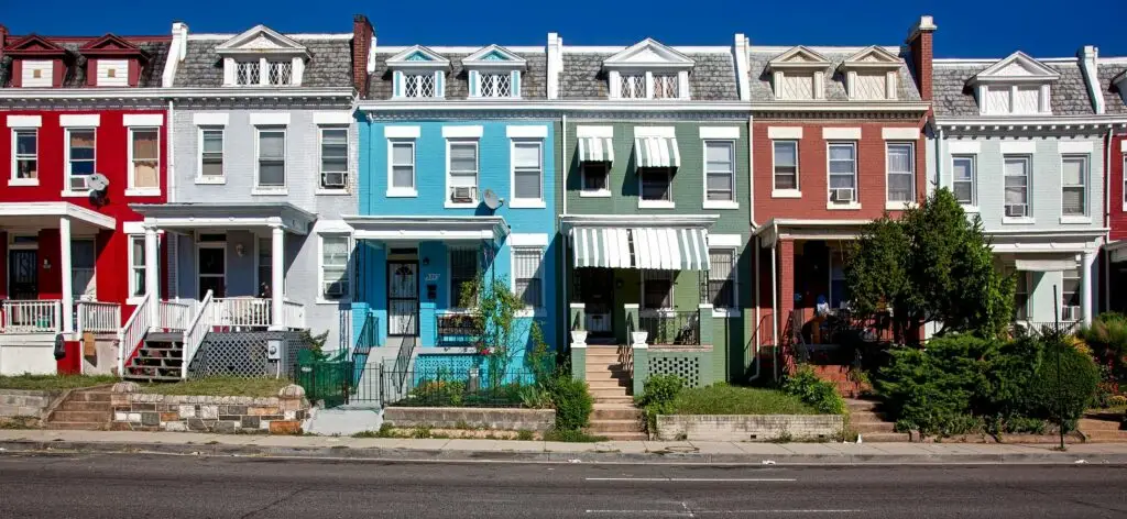 A colorful group of row homes sold as is to Terrain Acquisitions.