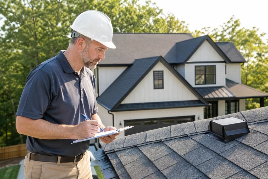 Home Inspection and Property Condition Home inspector examining a residential property before a sale