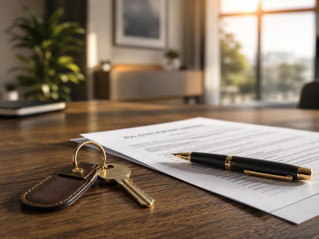 Home Sale Closing Process House keys and paperwork representing the home sale closing process